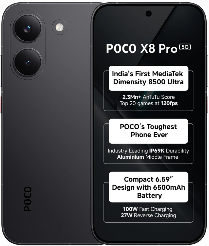 POCO X8 Pro 5G (Astral Black, 256 GB) (8 GB RAM) Dimensity 8500-Ultra Global