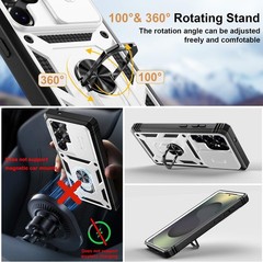 1. For Samsung Galaxy S23 Ultra Case, Camera Slide Cover, Metal Kickstand 2. F