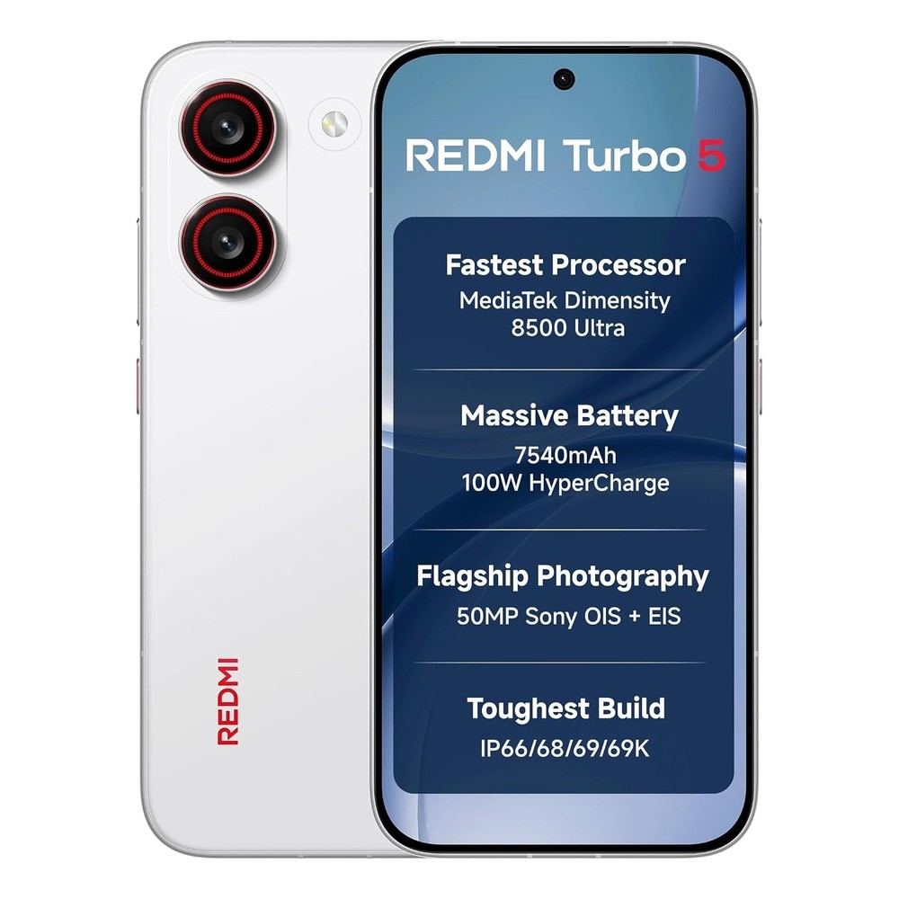 Xiaomi Redmi Turbo 5 5G Factory Unlocked Global Version 7540mAh Battery | White