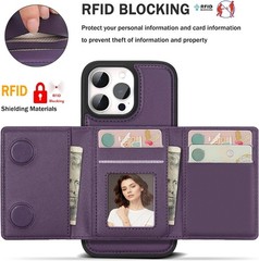 iPhone 14 pro max Wallet Case, 2-in-1 Detachable Phone Case, Card Holder RFID Bl