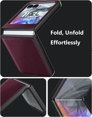 Case for Motorola Razr 2024/2025 – PU Vegan Leather Back & Hard Polycarbonate Bu
