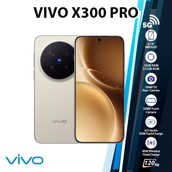 (New) VIVO X300 Pro 5G Android Cell Phone (16GB+512GB/BROWN/Dual SIM/Unlocked)