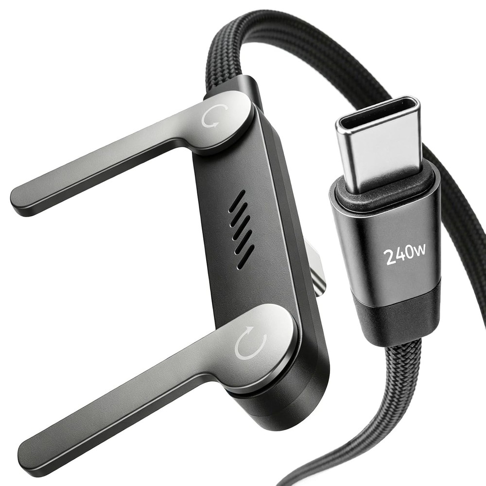 240W Fast Charging USB-C Cable with Built-in Phone Stand (5FT)