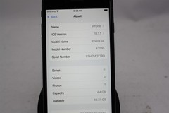 Apple iPhone SE3 Midnight A2595 iOS 18 64GB Verizon Only Battery Capacity 86%