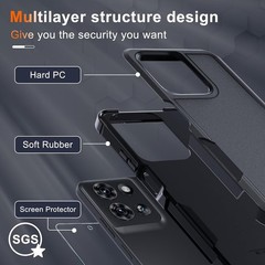 For Motorola One 5G/5G UW Case with Tempered Glass, Full Body, Belt Clip,Stand