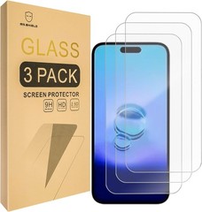 3-Pack Tempered Glass Screen Protectors for iPhone 15 Plus/16 Plus 9H Hardness