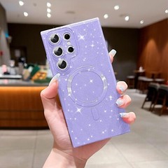 Samsung Galaxy S24 Ultra Case Clear Magnetic Glitter Gradient Shockproof Cover