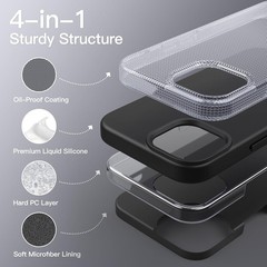 1. For iPhone 15 Pro Silicone Case, Black, Shockproof Protection, Soft Touch 2