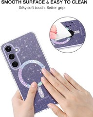 Clear Crystal Glitter Galaxy S24 Plus Case, Cute Sparkly Protective Phone Case