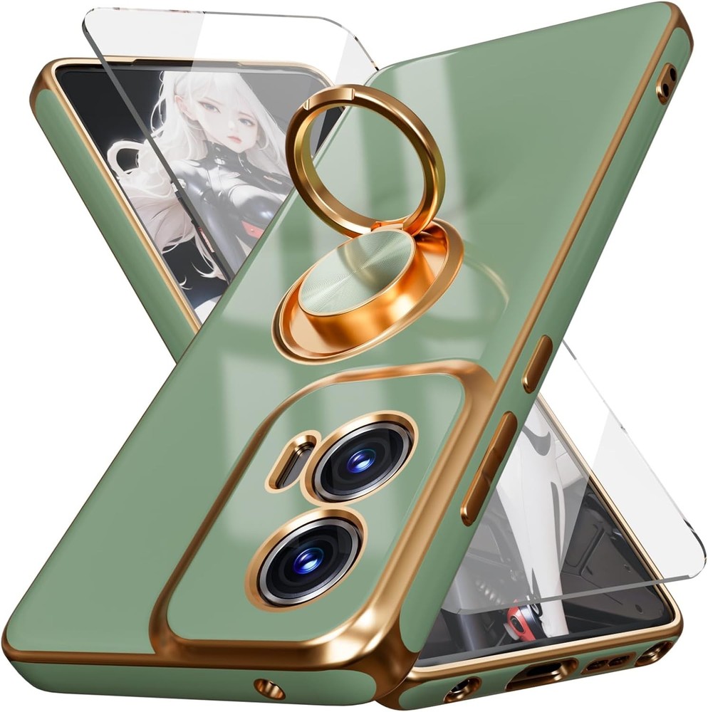 for Moto G Stylus 5G 2024 Case, Screen Protector, 360° Rotation Ring Kickstand
