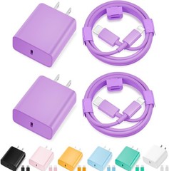 20W Type-C Fast Charger Block 2-Pack with 10FT & 6FT Cables for iPhone 14/13