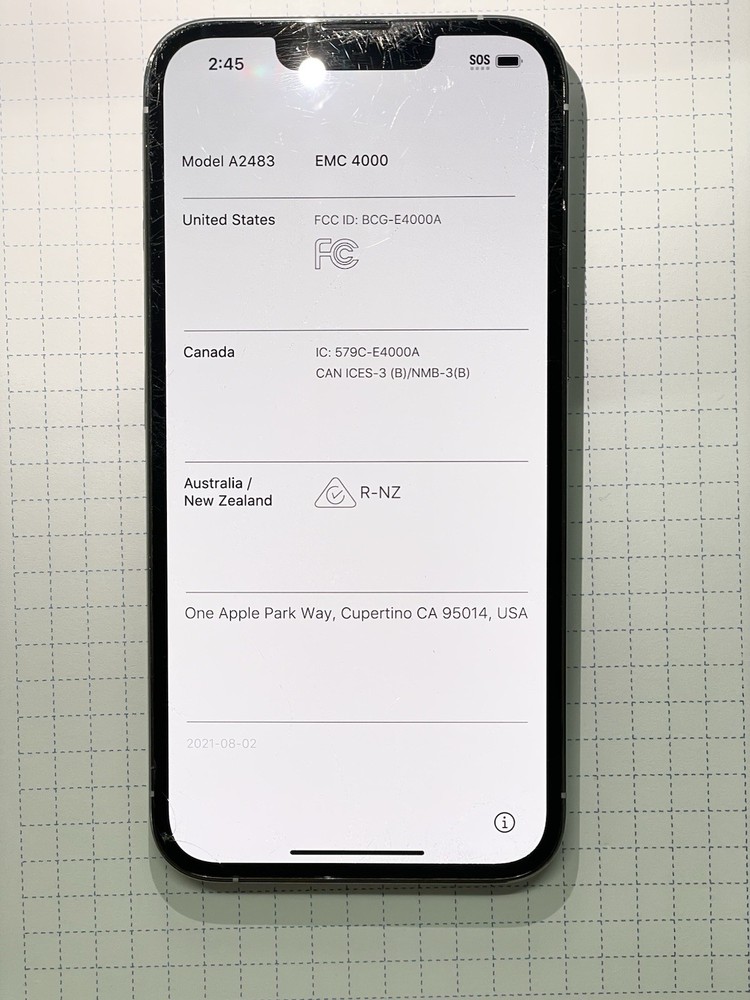 Apple iPhone 13 Pro, Fully Unlocked, 128GB, Silver, 6.1 in Screen, A2483