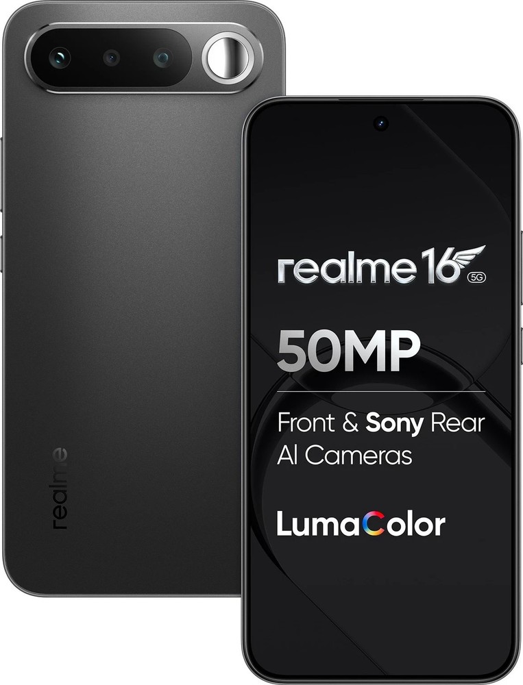 realme 16 5G (Black, 128 GB 8GB RAM) Dimensity 6400 Turbo 6.57″ Gobal Version.