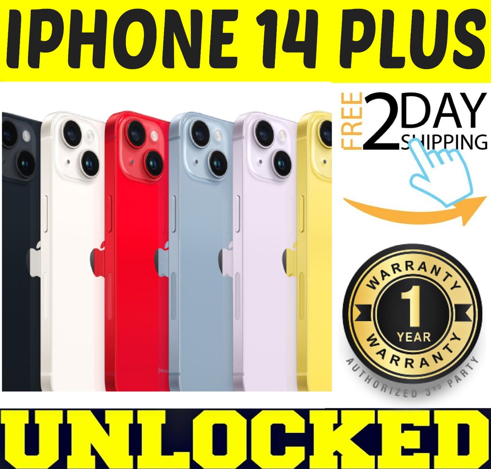 APPLE IPHONE 14 PLUS 128GB 256GB (FACTORY UNLOCKED) ✅1 YEAR WARANTY✅⚫⚪🔴✤SEALED✤