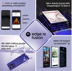 MOTOROLA Edge 70 Fusion (ORIENT BLUE, 8+128GB) Snapdragon® 7s Gen 4 SmartPhone.