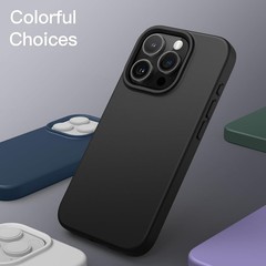 1. For iPhone 15 Pro Silicone Case, Black, Shockproof Protection, Soft Touch 2
