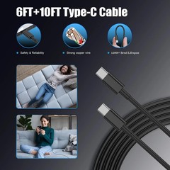 4 Pack 25W USB-C Fast Charger Block for Samsung Galaxy S25/S24, 6ft+10ft Cables