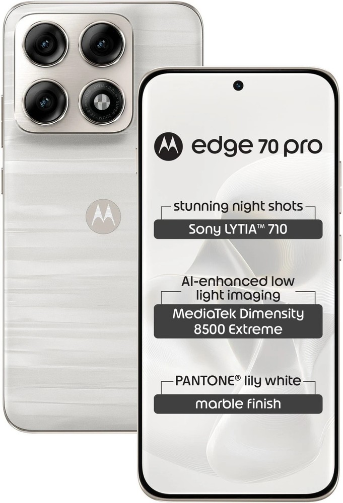 Motorola Edge 70 Pro 5G 256GB Marble Lily White Unlocked Global Version 50MP AI