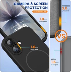 Magnetic iPhone 17 Case, Integrated Silicone Camera Control Cover, Shockproof Bl