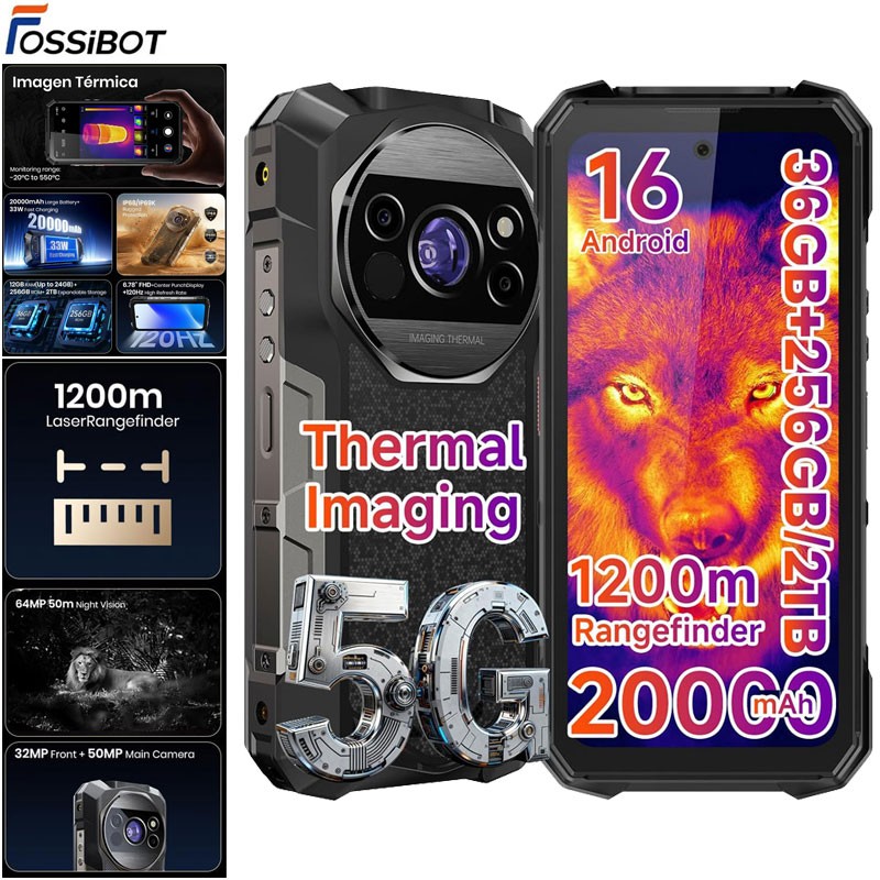 5G 4G FOSSiBOT F115 Ultra Thermal Imaging AI Rugged Phone Android 16 Rangefinder