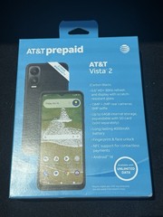 AT&T Vista 2, 6.6”HD NFC Carbon Black Prepaid Phone Sealed