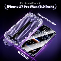 2PCS Screen Protector for iPhone 17 Pro Max 6.9 Inch Military-Grade Case Friendl