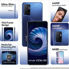 vivo V23e 5G Midnight Blue 128GB ROM 8GB RAM Factory Unlocked-NO TARIFF TO USA