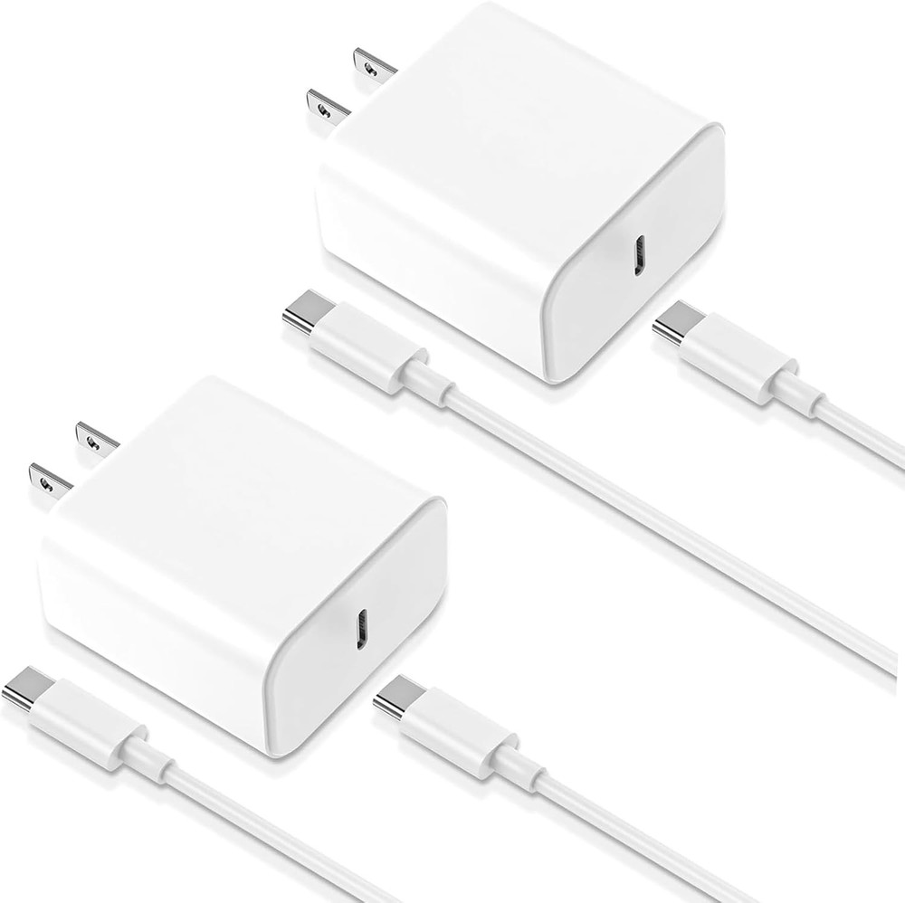 2 Pack 33W Fast Charging Type-C Wall Charger for iPhone 17 Pro/16 Plus 6ft