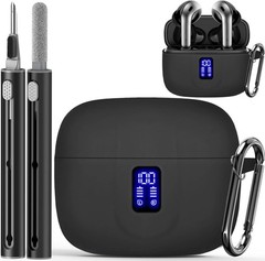 Silicone Black Case for TAGRY X08 True Wireless Earbuds with Keychain & Cleaner