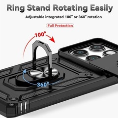 For Motorola Moto Edge 2025 Case w/ 1x Screen Protector,Slide Camera Cover,Black