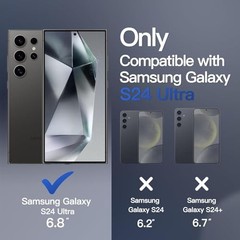 Black Crystal Clear Case for Samsung Galaxy S24 Ultra with Built-in Stand & Came