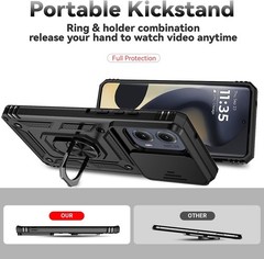 For Motorola Moto Edge 2024 Case with Heavy Duty Shockproof, Slide Camera Cover