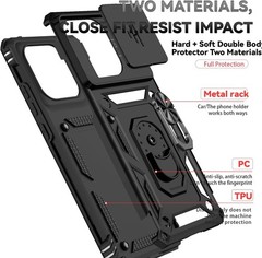 For Motorola Moto Edge 2025 Case w/ 1x Screen Protector,Slide Camera Cover,Black