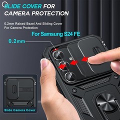 for Samsung Galaxy S24-FE Case Military Grade with Stand,Magnetic Support