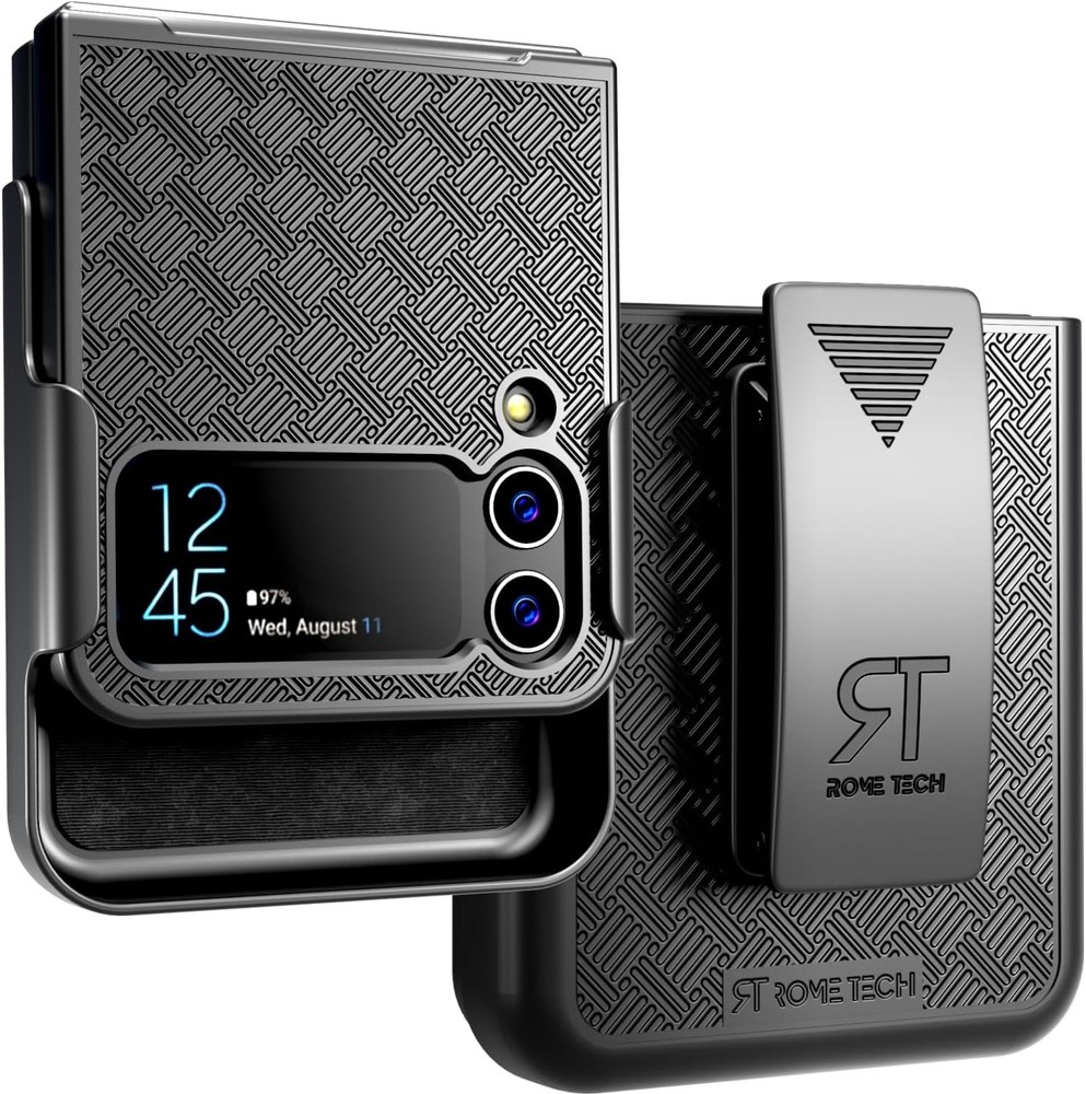 Designed for Samsung Galaxy Z Flip 4 5G Case with Belt Clip Holster – Black