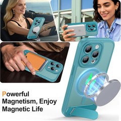 Shockproof Phone Case for iPhone 15 Pro 6.1 Inch with Kickstand & Full Camera Pr