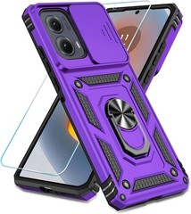 for Motorola Moto Edge 2024 Case with Tempered Glass Screen Protector Multicolor