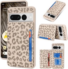 Google Pixel 7 Pro Case with Card Holder, Wallet Phone Case for Women Men (Beige