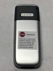 Nokia 2610 (AT&T) Silver Candybar Cellphone Works, Small Easy To Carry