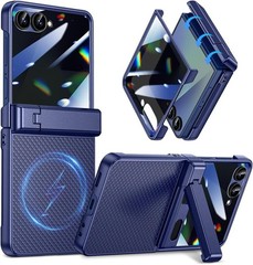 Magnetic Samsung Galaxy Z Flip 7 Case with Built-in Privacy Screen Protector, Bl