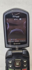 Vintage Kyocera Verizon KYOE4520NCPTT Flip Cell Phone, Black “O2B” Works Great!!