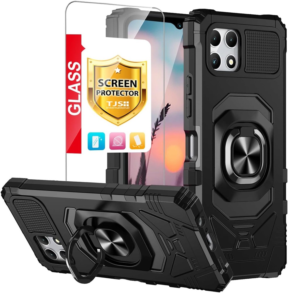 T-Mobile Revvl 7 5G Case with Tempered Glass Screen Protector and Kickstand