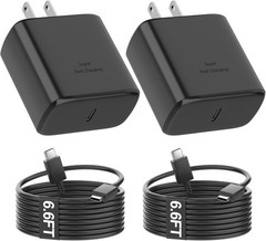 2 Pack 45W USB-C Fast Charger Block for Samsung Galaxy S24 Ultra 6.6 Ft