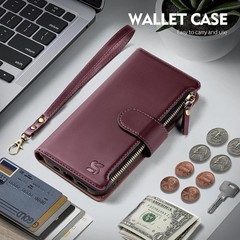 Samsung Galaxy S22 Wallet Case with Card Holder, RFID Blocking PU Leather Flip C