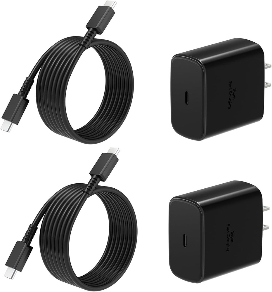 30W USB-C Fast Charger Block 2-Pack with 6FT Cable for Samsung Galaxy S26+/S25/S