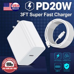 20W PD Wall Charger Adapter USB-C Charging Cord For Apple iPhone 14 13 12 11 XRS