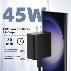 45w Type USB-C Super Fast Wall Charger +6FT Cable Fit Samsung Galaxy S22 S21 S20