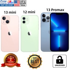 New Unlocked Apple iPhone 12 Mini/13 Mini/12 Pro/13 Pro Max All Memory& Color US