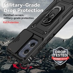 For Motorola Moto Edge 2024 Case with Heavy Duty Shockproof, Slide Camera Cover
