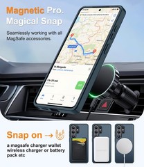 Magnetic Samsung Galaxy A57 5G Case with Screen Protector and Wrist Strap, Navy